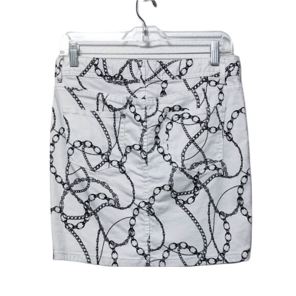 CACHE Chain Print White Denim Mini Skirt 4 - Picture 4 of 7